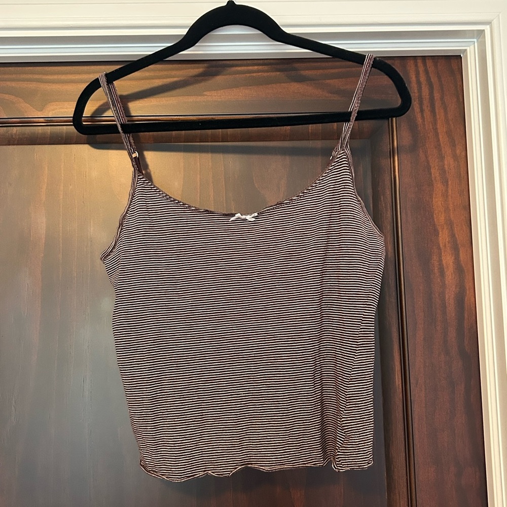 Burgundy&White Striped Tank Top